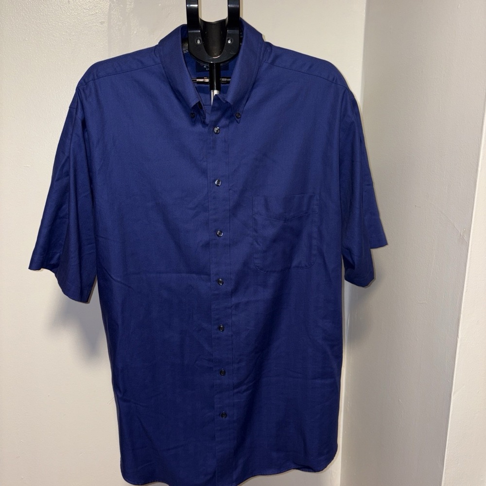 Roundtree & Yorke Men's Blue short Sleeve Button Up & Down Shirt 2XT